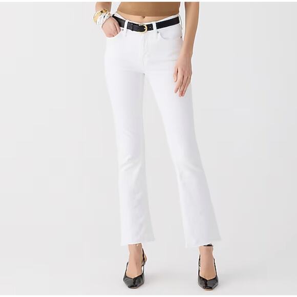 J. Crew Billie Demi Boot Crop Jean Women’s Size 32 Tall White Raw Hem High Waist - Picture 1 of 9